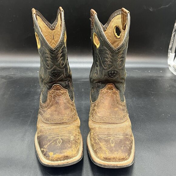 Ariat Boots Children’s Youth 1 Distressed Brown Roughstock Cowboy 10016239 - Picture 3 of 7